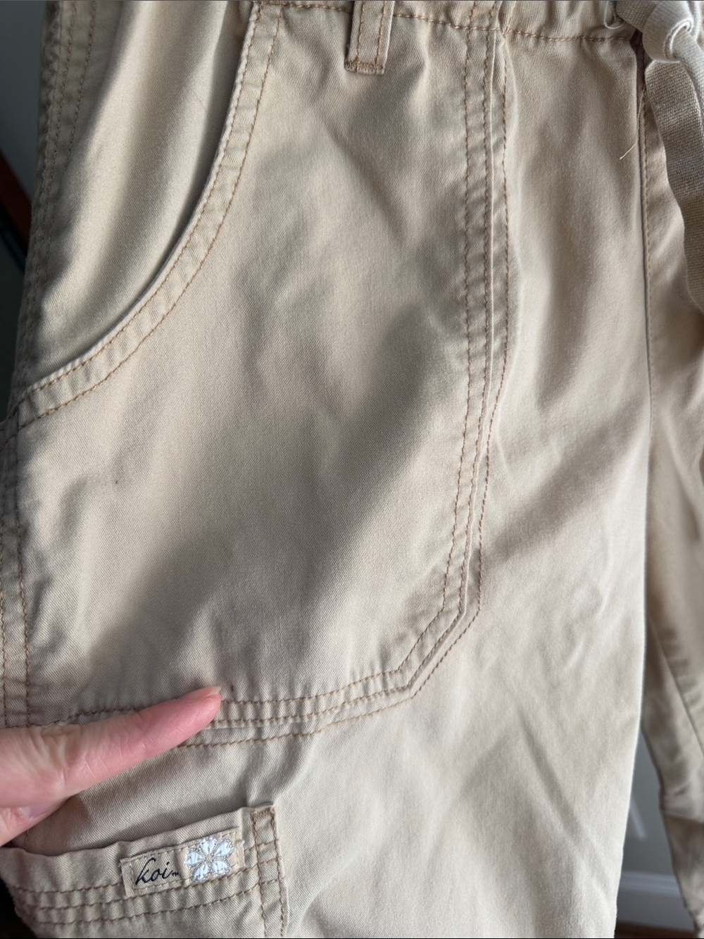 koi khaki Cargo Pants with Drawstring Waist Small Tall - Picture 3 of 4